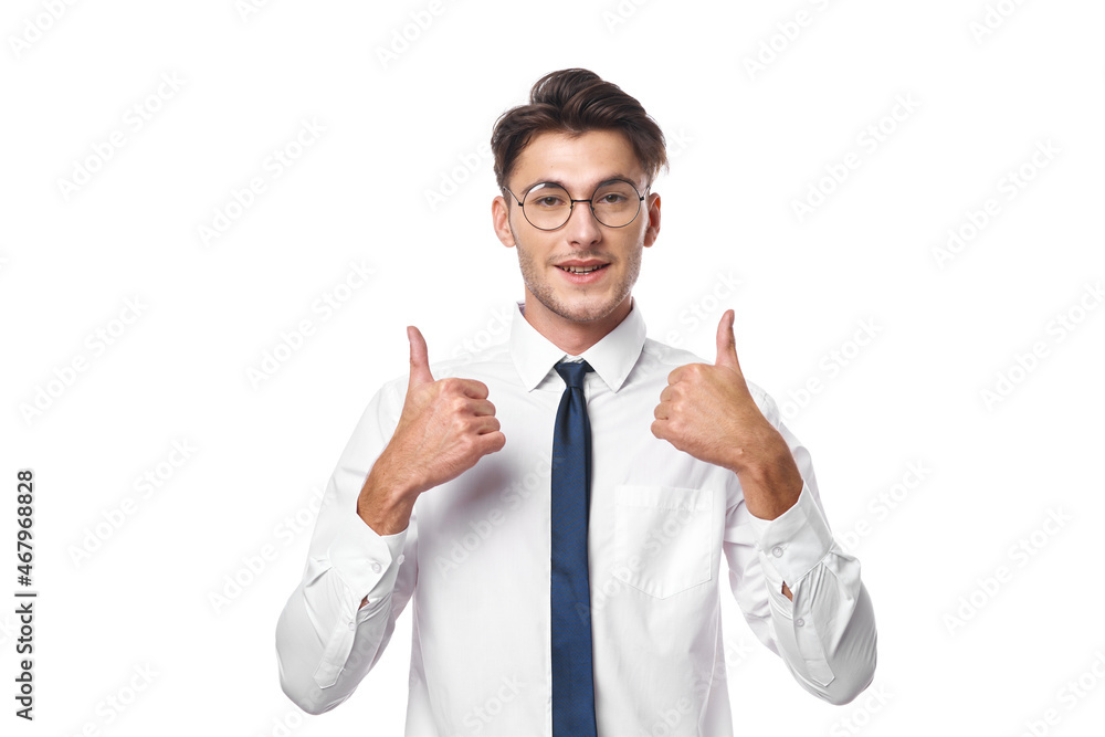 a person with glasses gesturing with his hands isolated background a person with glasses gesturing with his hands isolated background