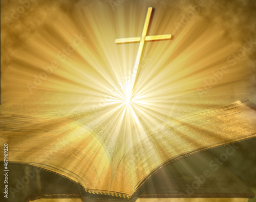 Cross on Open Lighted Bible