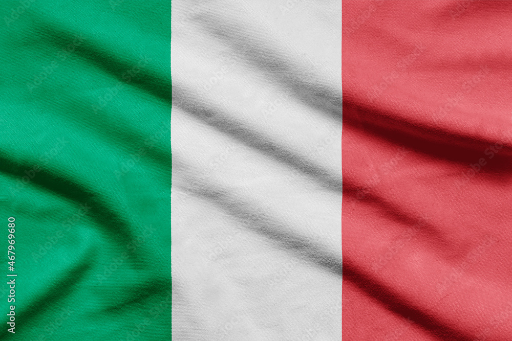 Flag of Italy on wavy fabric.