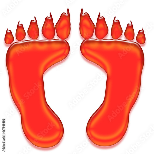 Big Red Human Feet With Animal Claws