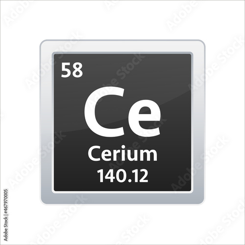 Cerium symbol. Chemical element of the periodic table. Vector stock illustration