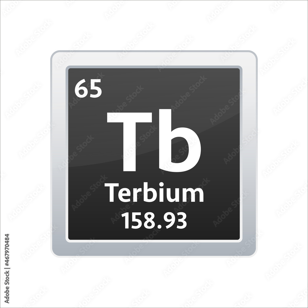 Terbium symbol. Chemical element of the periodic table. Vector stock illustration. Terbium symbol. Chemical element of the periodic table. Vector stock illustration.