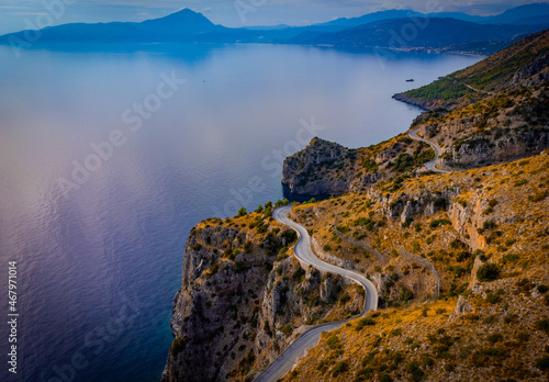 The mountains and beautiful landscape at Sapri Italy in the region of Salerno - aerial view - travel photography