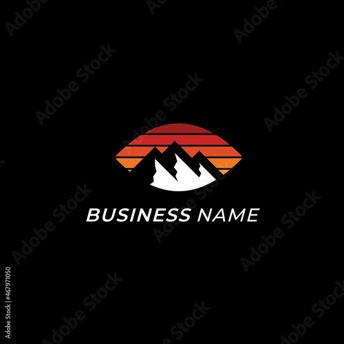 design logo creative mountain and silhouette