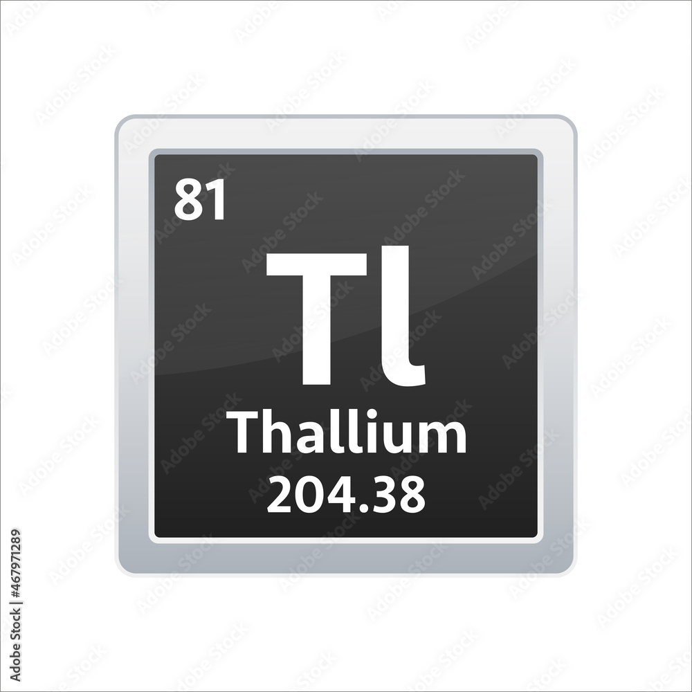 Thallium symbol. Chemical element of the periodic table. Vector stock illustration. Thallium symbol. Chemical element of the periodic table. Vector stock illustration.