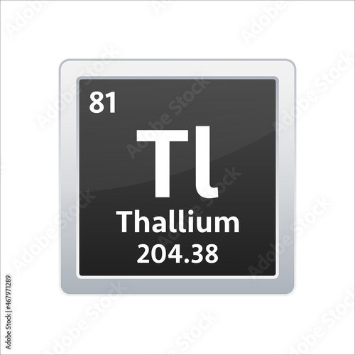 Thallium symbol. Chemical element of the periodic table. Vector stock illustration.