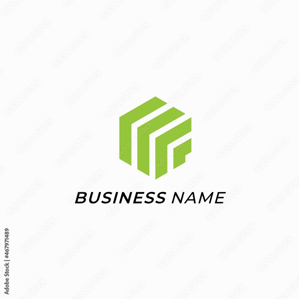 design logo creative hexagon and letter F