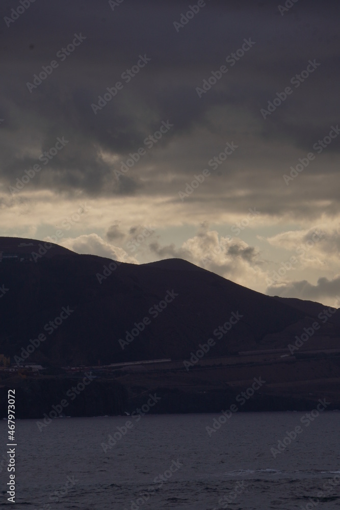 Landscape of a cloudy mountain in Las Palmas