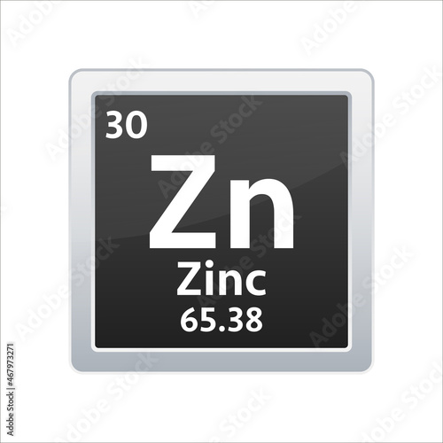 Zinc symbol. Chemical element of the periodic table. Vector stock illustration