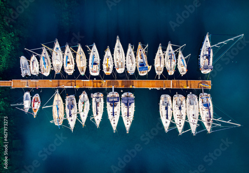 Boats at a marina - view from above - travel photography