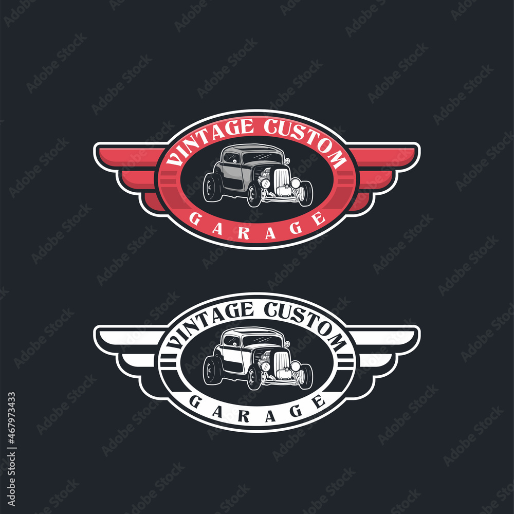 badge logo garage vintage classic car hot rod Stock Vector | Adobe Stock