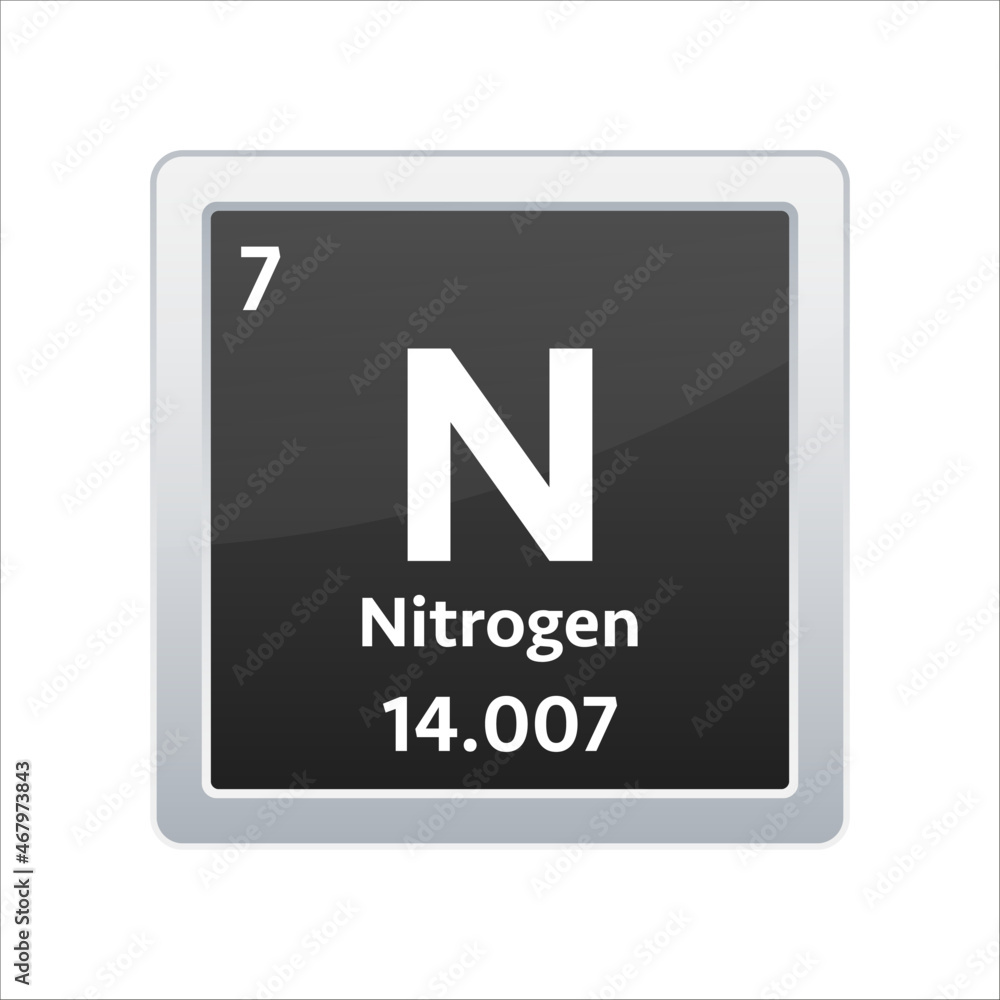 Nitrogen symbol. Chemical element of the periodic table. Vector stock illustration.