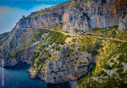 Amazing coastal road at Sapri - the west coast of Italy - aerial view - travel photography