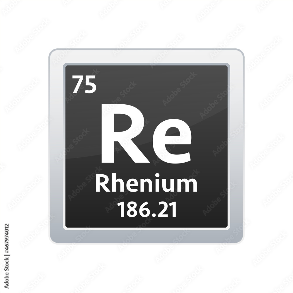 Rhenium symbol. Chemical element of the periodic table. Vector stock illustration Rhenium symbol. Chemical element of the periodic table. Vector stock illustration