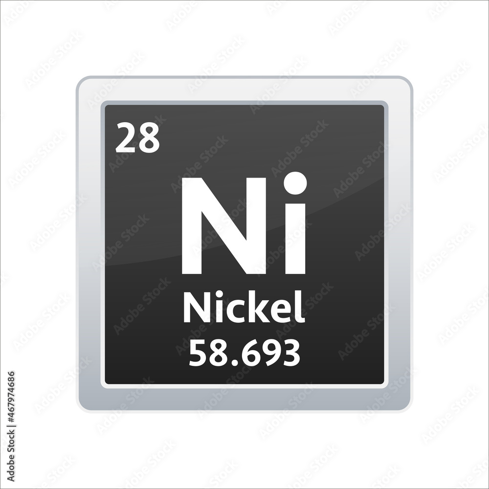 Nickel symbol. Chemical element of the periodic table. Vector stock illustration. Nickel symbol. Chemical element of the periodic table. Vector stock illustration.