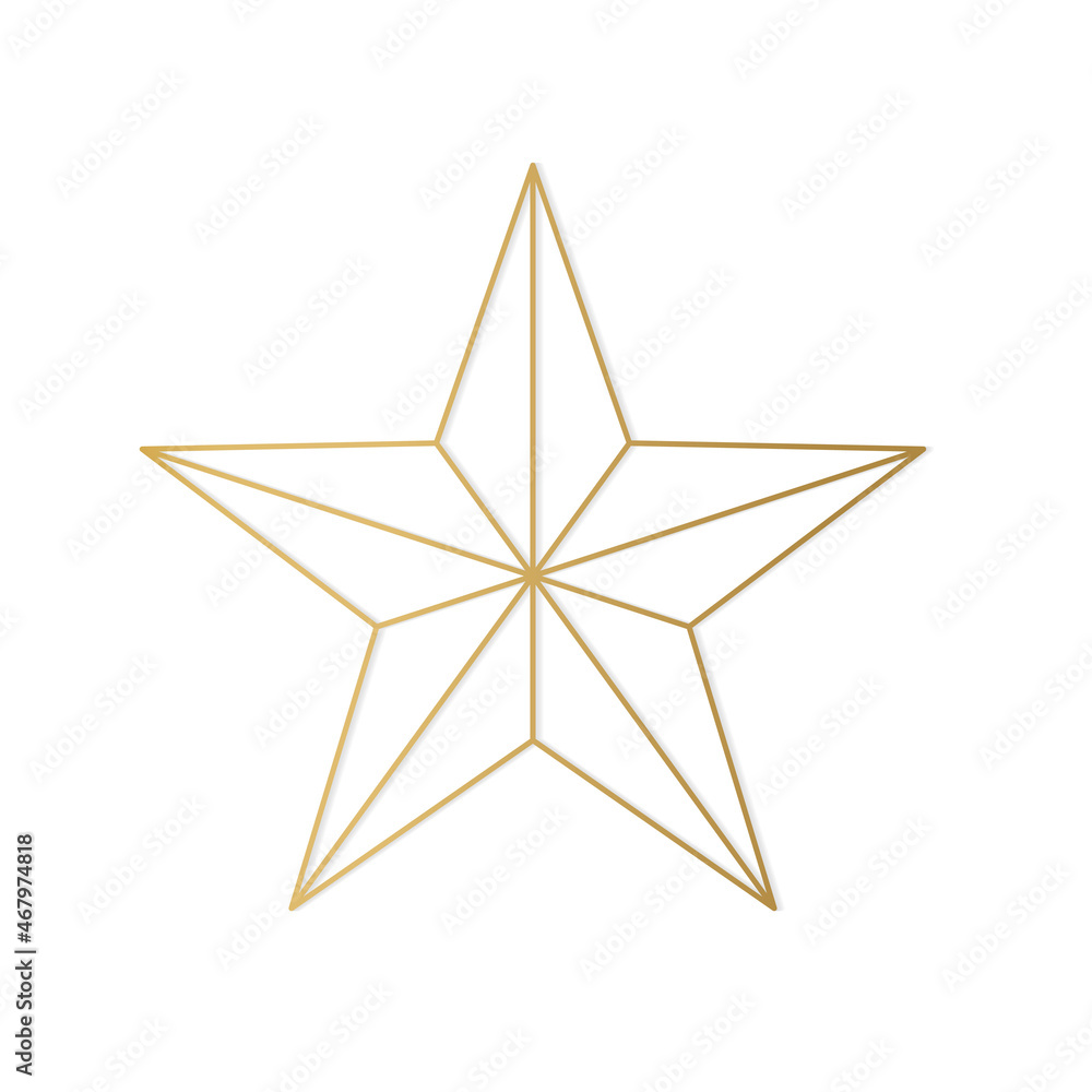 Fototapeta premium golden christmas star, tree top icon - vector illustration