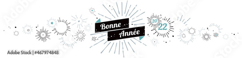 BANNIÈRE BONNE ANNÉE 2022 AVEC FEU D'ARTIFICE VINTAGE photo