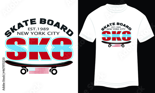 SkateBoard New York City Sk8 vector illustrations with slogans for t-shirt print and other uses. Sports stylish t-shirt and apparel abstract design.