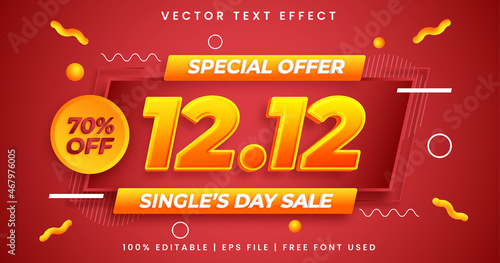 1212 single's day sale text effect template