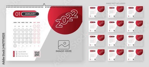 Canvas Print Monthly calendar template for 2022 year
