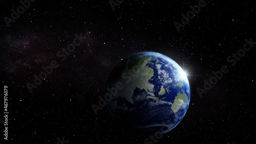 Fototapeta Naklejka Na Ścianę i Meble -  View of Earth in open space, illustration. Banner design