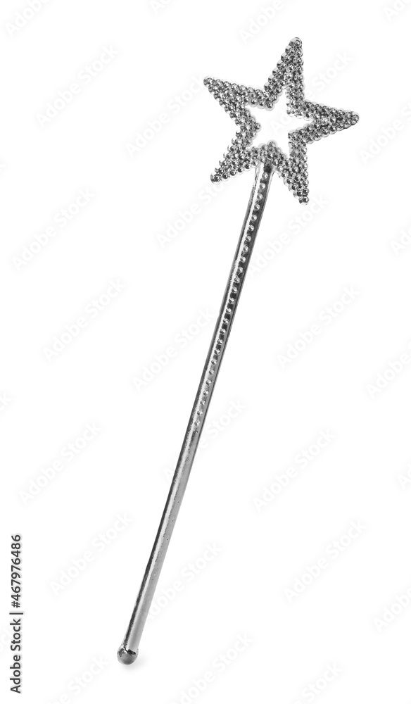 Beautiful silver magic wand isolated on white Beautiful silver magic wand isolated on white