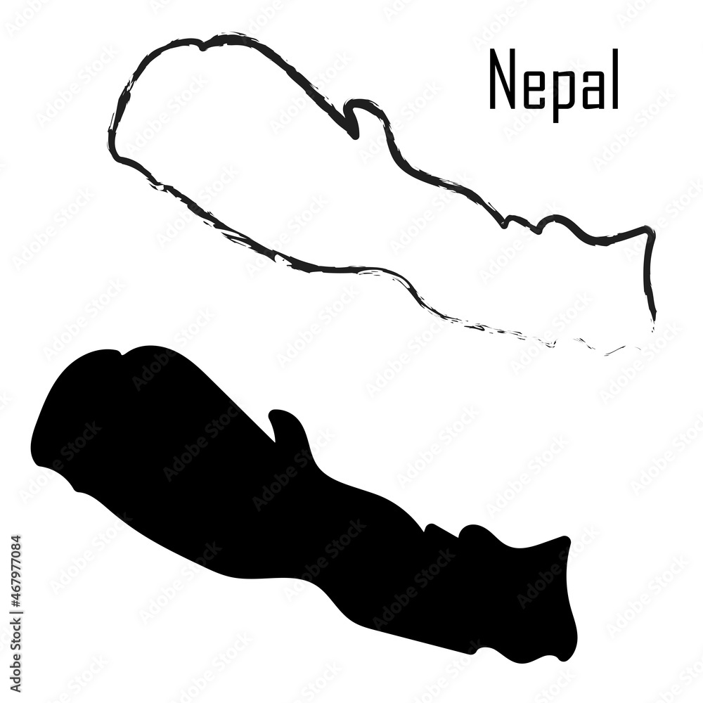 Nepal map black and white vector illustration map black and white 