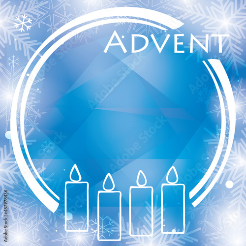 blue white background with advent candles and frame - vector decorations