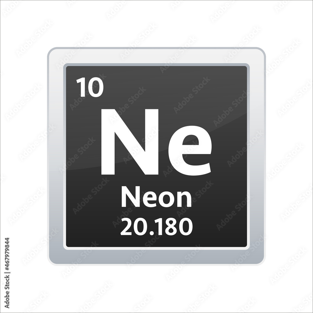 Neon symbol. Chemical element of the periodic table. Vector stock illustration. Neon symbol. Chemical element of the periodic table. Vector stock illustration.
