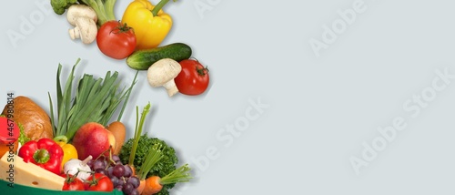 Delivery healthy food. Healthy vegan vegetarian food in paper bag