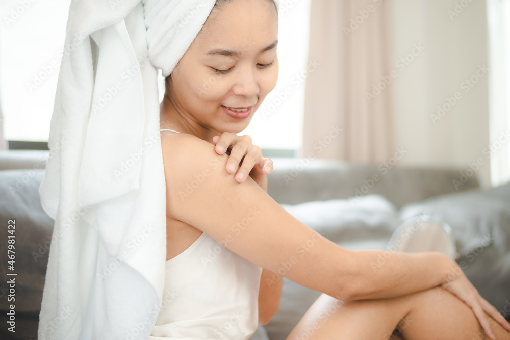 young Asian woman with skincare body cosmetic treatment for healthy of skin young Asian woman with skincare body cosmetic treatment for healthy of skin
