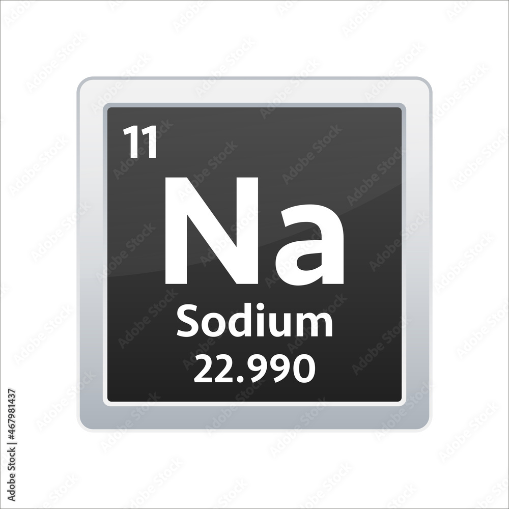 Sodium symbol. Chemical element of the periodic table. Vector stock illustration. Sodium symbol. Chemical element of the periodic table. Vector stock illustration.