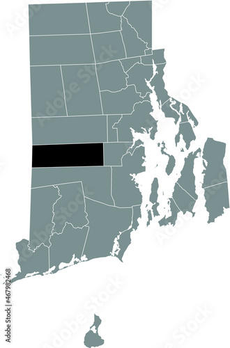 Black highlighted location map of the West Greenwich inside gray administrative map of the Federal State of Rhode Island, USA
