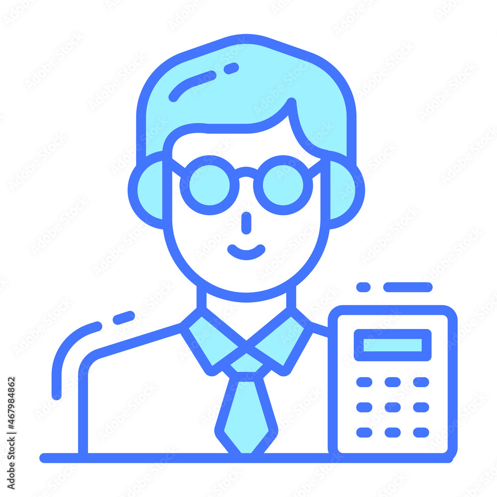 accountant icon, single avatar vector illustration accountant icon, single avatar vector illustration