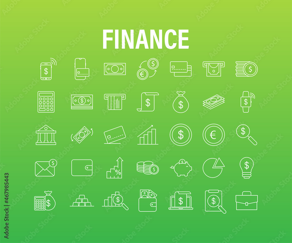 Money, finance, payments. Set outline web icon Vector stock illustration Money, finance, payments. Set outline web icon Vector stock illustration
