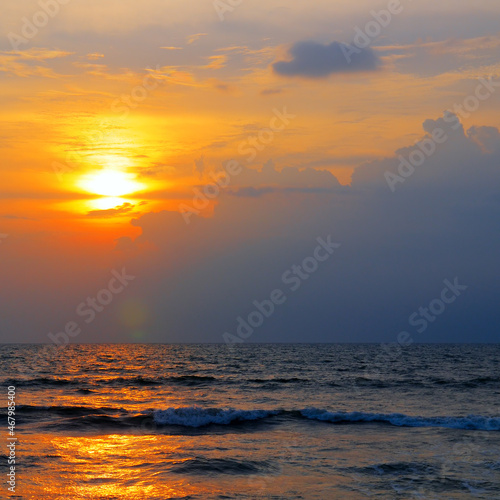 Sea and sunset. A tropical beach for relaxation and travel.