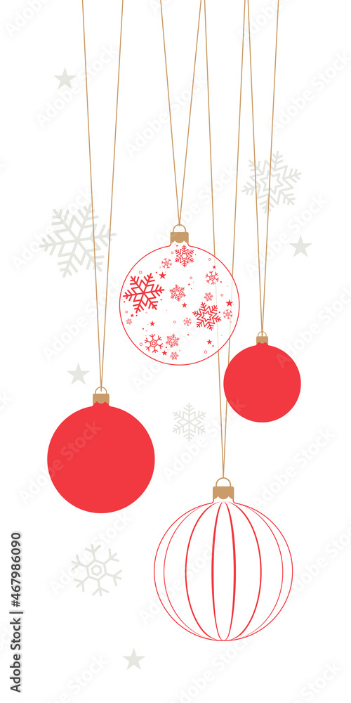 Christmas red and white baubles icon with decoration