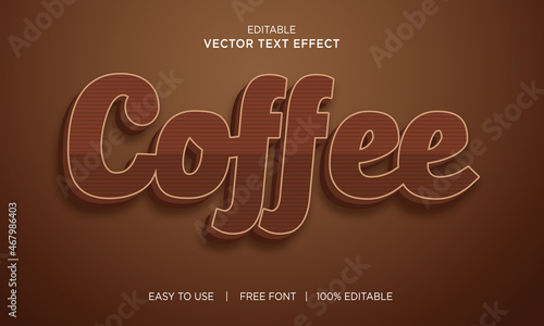 coffee editable 3D text effect Premium Vector