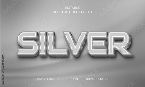 Silver editable 3D text effect Premium Vector