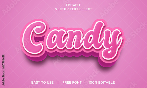 candy editable 3D text effect Premium Vector