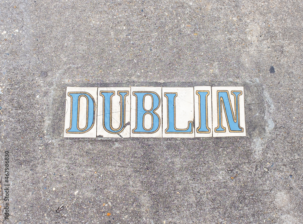 Obraz premium Dublin Street Tile Inlay on Sidewalk in Uptown Neighborhood in New Orleans, Louisiana, USA