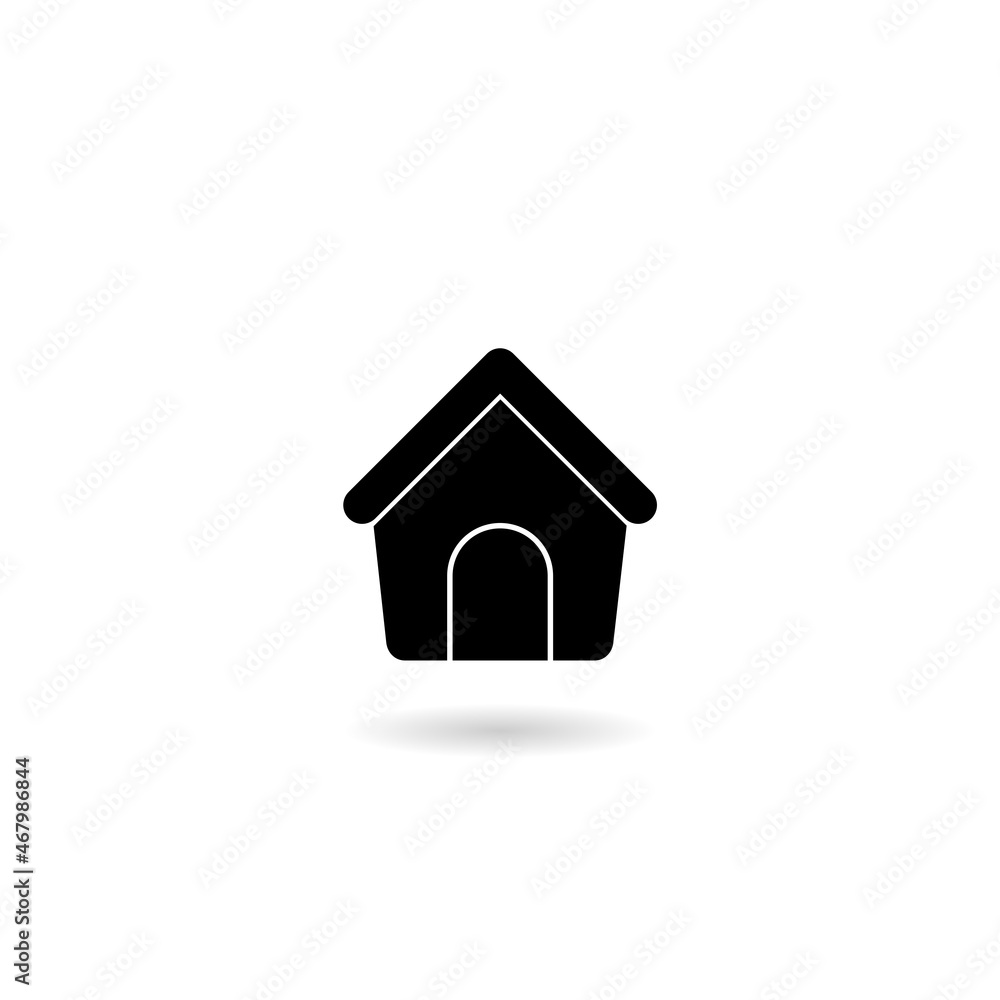 Dog house icon with shadow isolated on white background Dog house icon with shadow isolated on white background