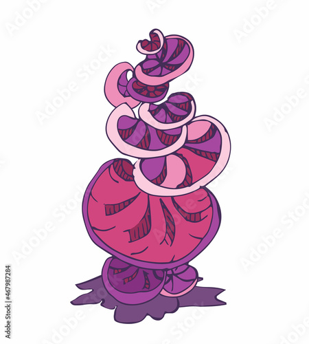 Fantasy decorative icon of magic mushrooms on white background. Hand drawn concept. Vector illustration.