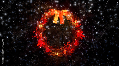 Tableau sur toile cute beautified christmas circlet colorful backdrop , creative object 3D renderi