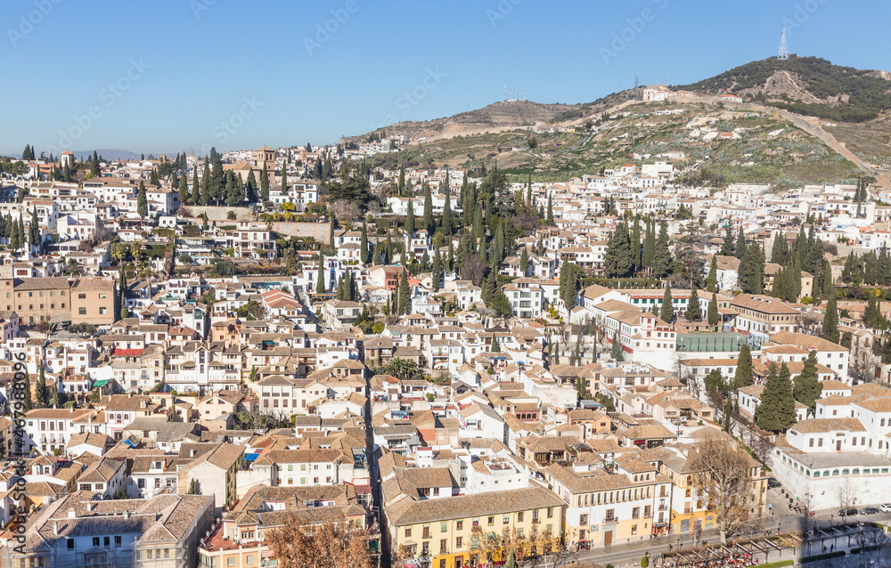 Panoramic view of the city of Granada , Spain