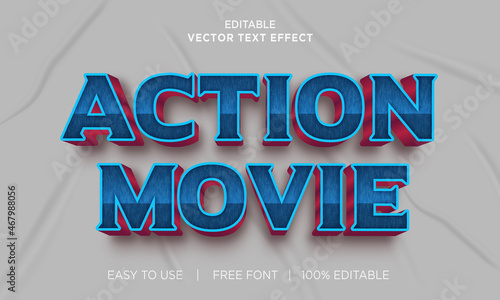 Action movie editable 3D text effect Premium Vector