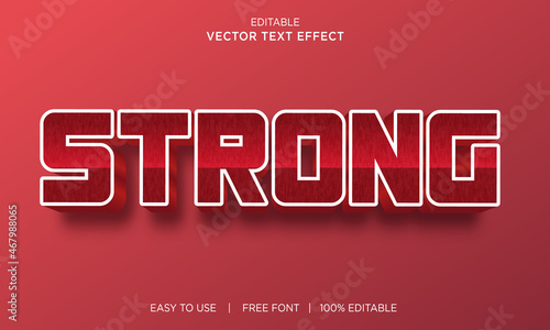 Strong editable 3D text effect Premium Vector