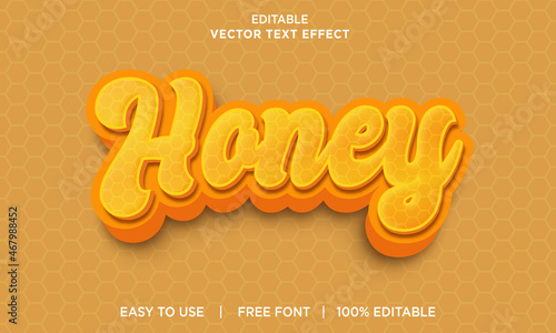 honey editable 3D text effect Premium Vector