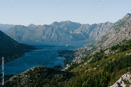 View from Mount Lovcen on the coast of the Kotor Bay. Montenegro