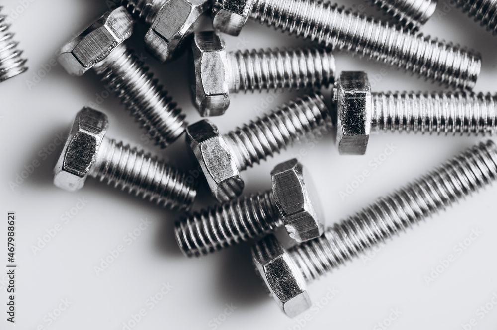 Many bolts on a white background Many bolts on a white background